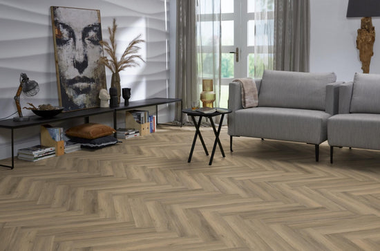 YUP Herringbone plak PVC light brown - Matteo studio B.V.