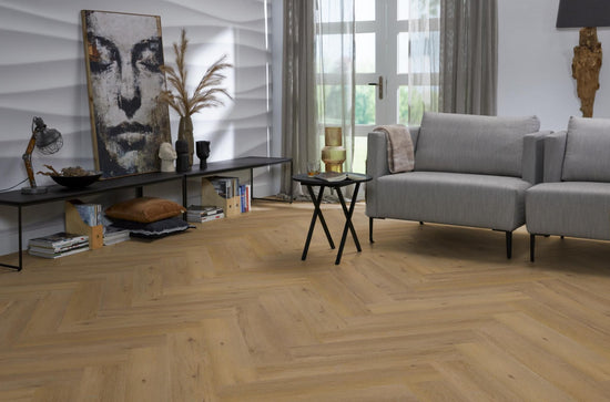 YUP Leyton visgraat klik PVC dark oak - Matteo studio B.V.