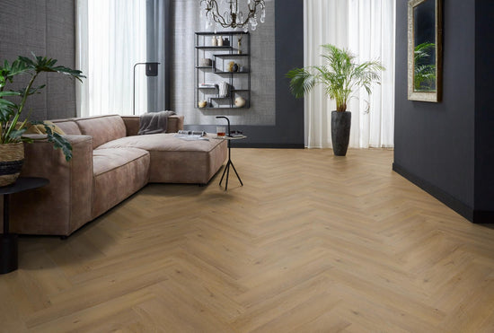 YUP Leyton visgraat klik PVC dark oak - Matteo studio B.V.