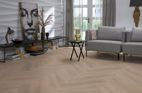 YUP Merton visgraat plak PVC dark oak - Matteo studio B.V.