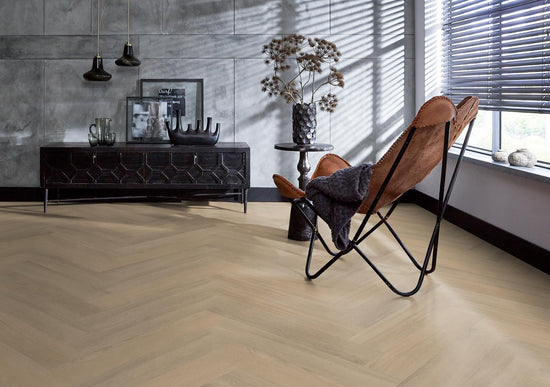 YUP Sutton herringbone plak PVC warm beige - Matteo studio B.V.